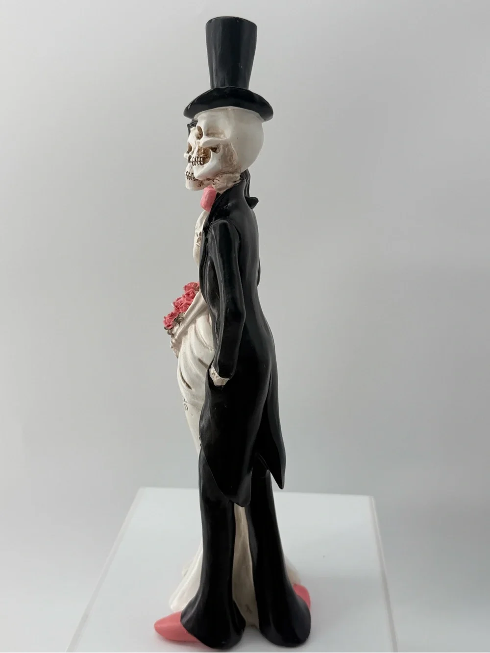 Gothic Skeleton Bride & Groom Cake Topper in Black, White & Pink
